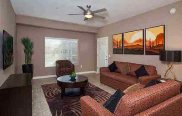corporate housing phoenix - condo rental living room